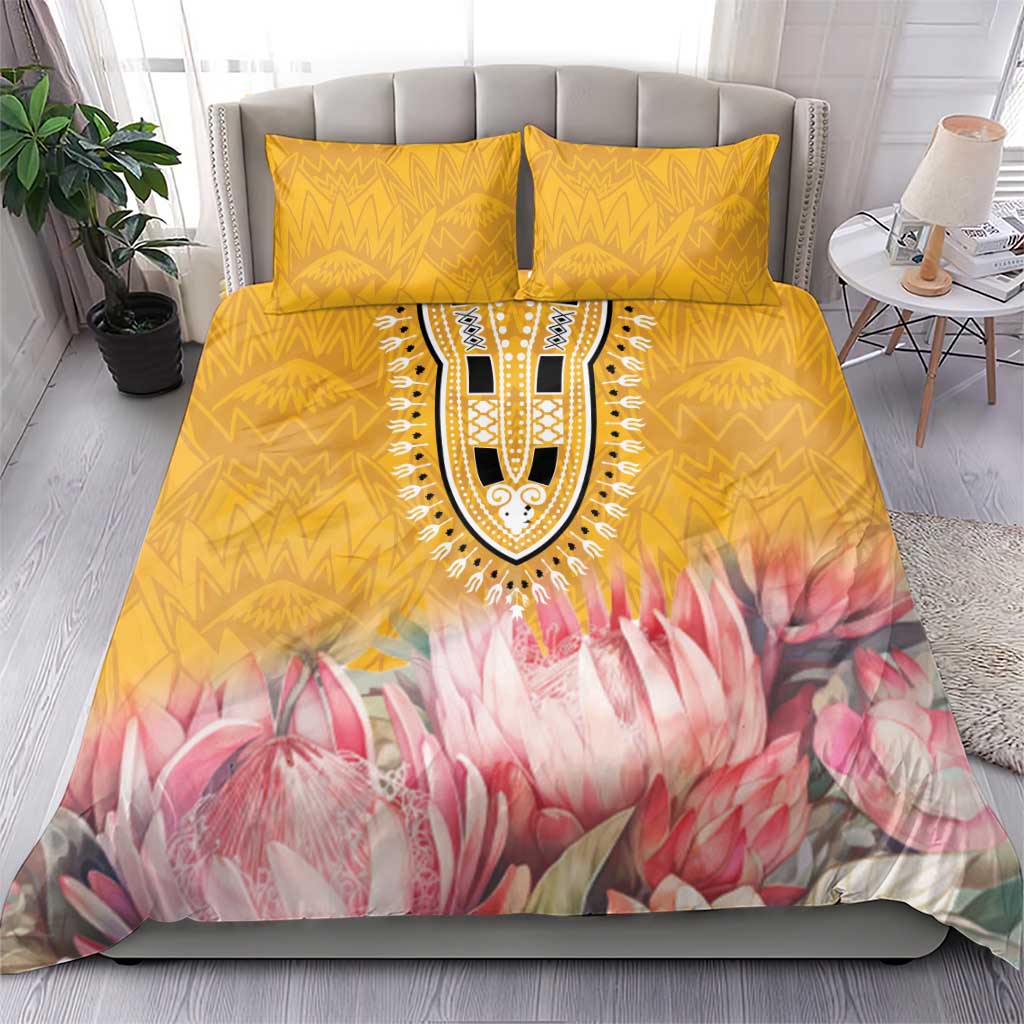 Africa Dashiki Bedding Set King Protea Floral Motif Patterns - Wonder Print Shop