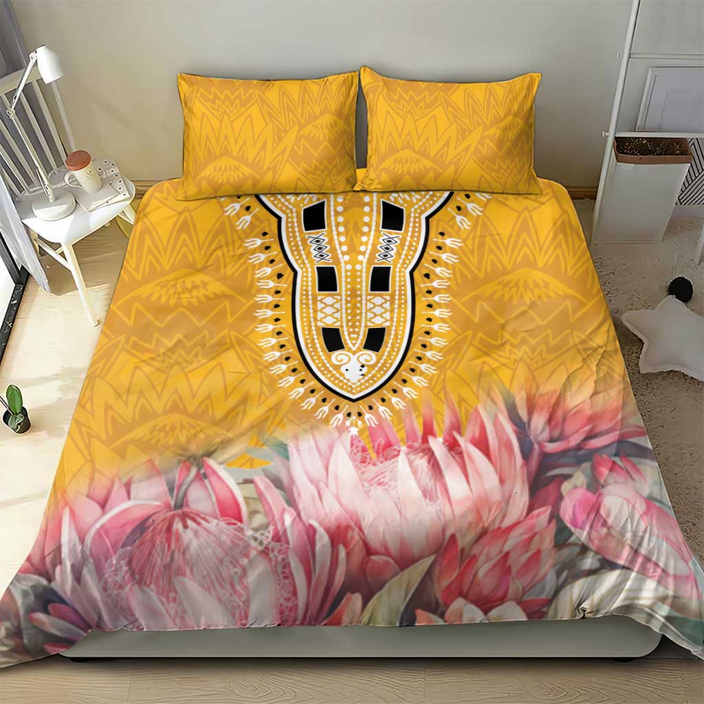 Africa Dashiki Bedding Set King Protea Floral Motif Patterns - Wonder Print Shop