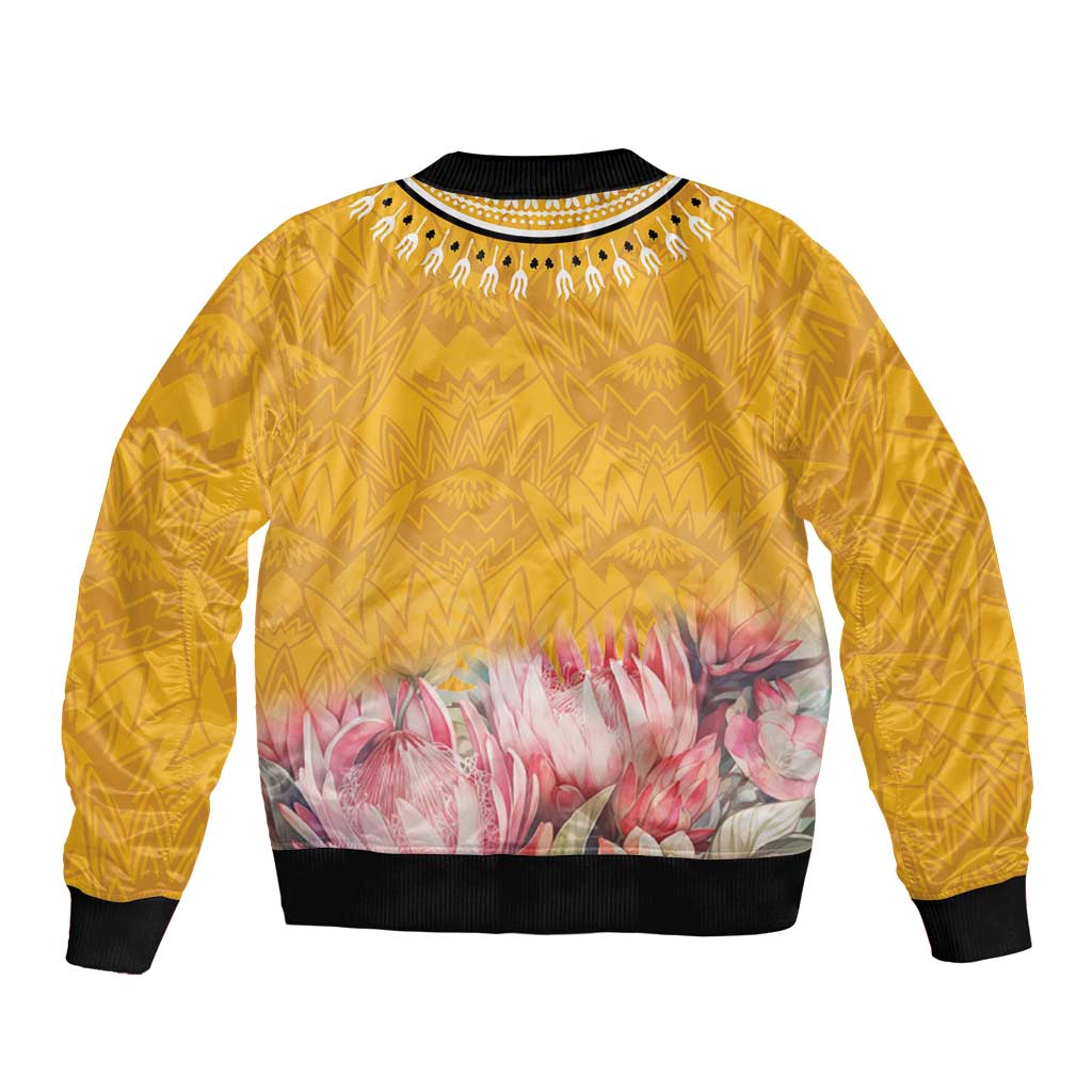 Africa Dashiki Bomber Jacket King Protea Floral Motif Patterns - Wonder Print Shop