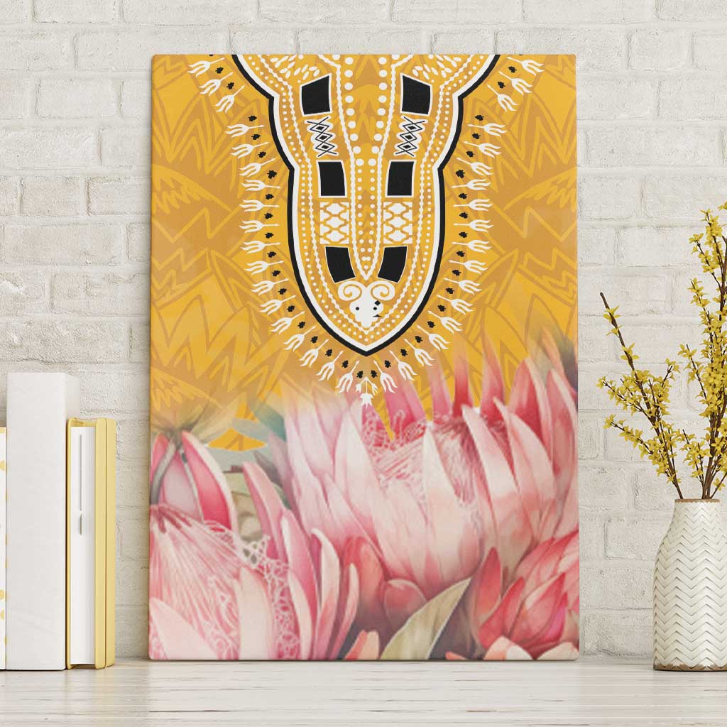 Africa Dashiki Canvas Wall Art King Protea Floral Motif Patterns - Wonder Print Shop