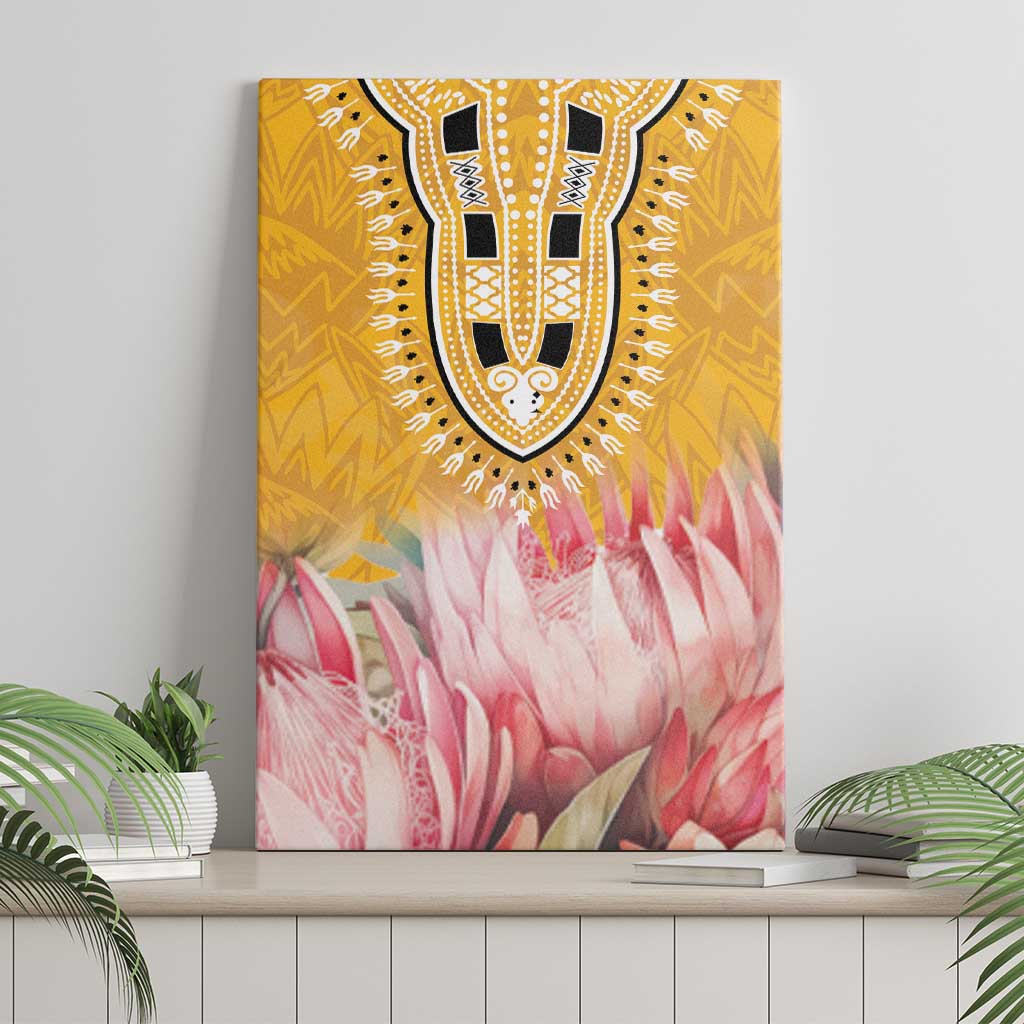 Africa Dashiki Canvas Wall Art King Protea Floral Motif Patterns - Wonder Print Shop