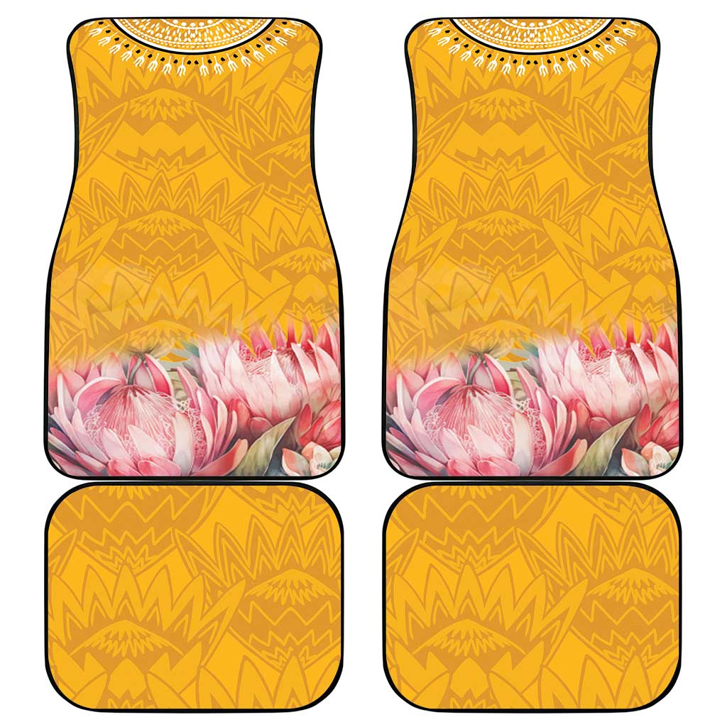 Africa Dashiki Car Mats King Protea Floral Motif Patterns - Wonder Print Shop