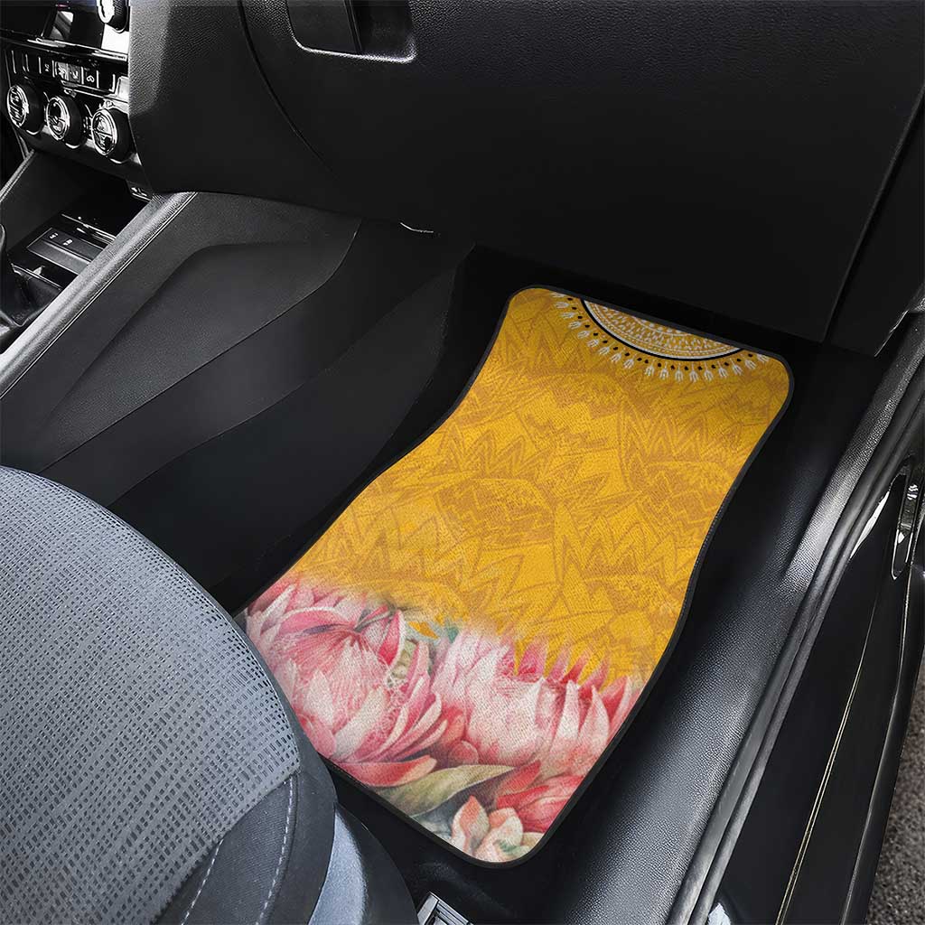 Africa Dashiki Car Mats King Protea Floral Motif Patterns - Wonder Print Shop