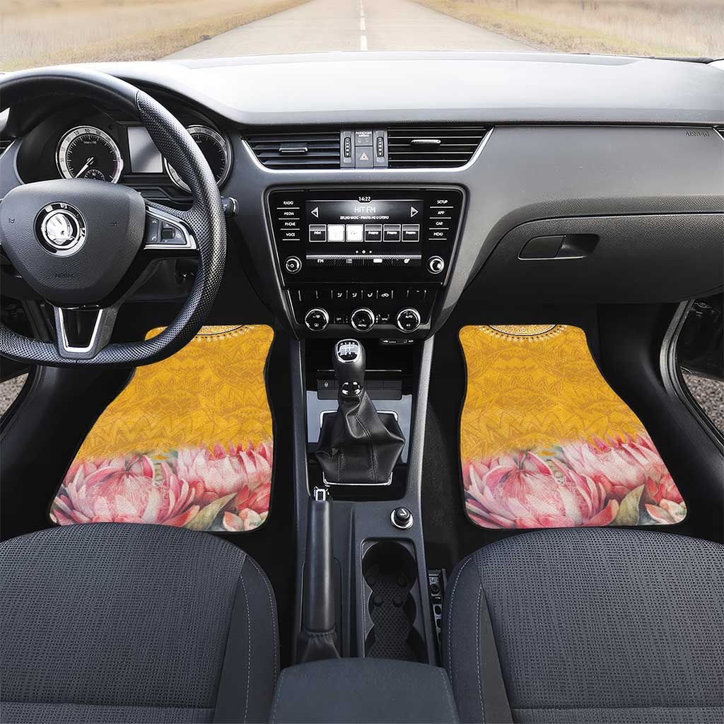 Africa Dashiki Car Mats King Protea Floral Motif Patterns - Wonder Print Shop