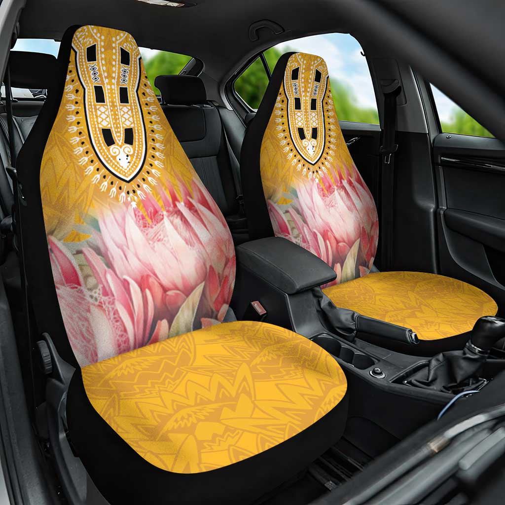 Africa Dashiki Car Seat Cover King Protea Floral Motif Patterns - Wonder Print Shop