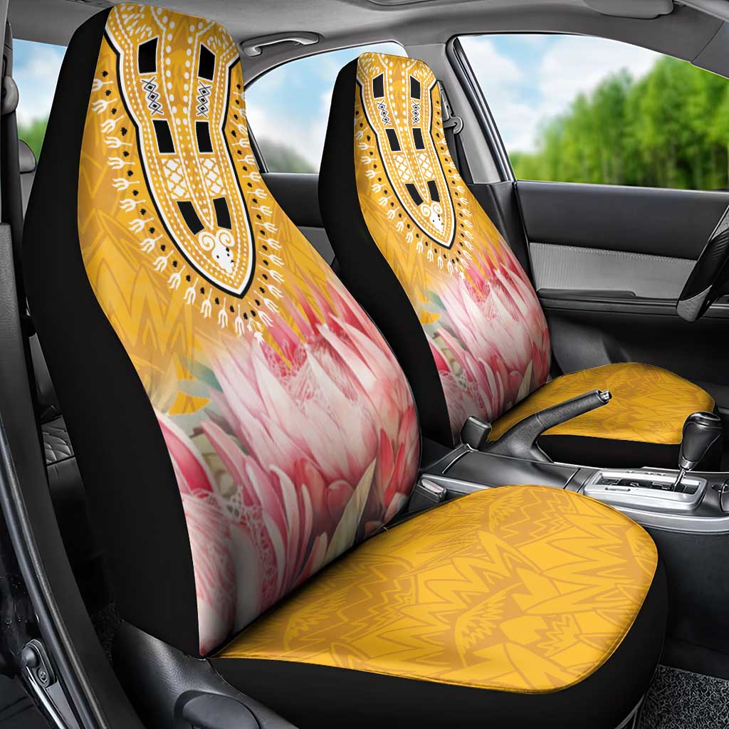 Africa Dashiki Car Seat Cover King Protea Floral Motif Patterns - Wonder Print Shop