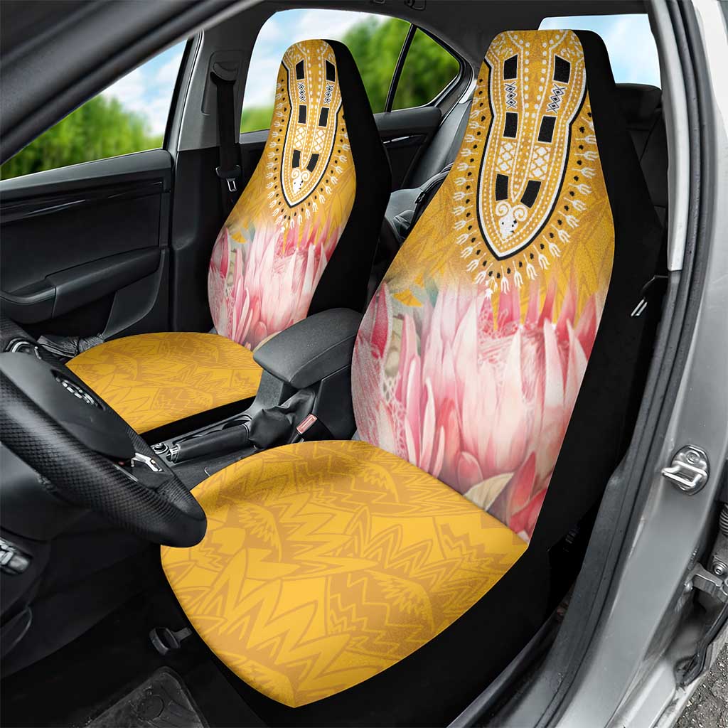 Africa Dashiki Car Seat Cover King Protea Floral Motif Patterns - Wonder Print Shop