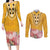 Africa Dashiki Couples Matching Long Sleeve Bodycon Dress and Long Sleeve Button Shirt King Protea Floral Motif Patterns - Wonder Print Shop
