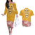 Africa Dashiki Couples Matching Off The Shoulder Long Sleeve Dress and Hawaiian Shirt King Protea Floral Motif Patterns - Wonder Print Shop