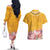 Africa Dashiki Couples Matching Off The Shoulder Long Sleeve Dress and Hawaiian Shirt King Protea Floral Motif Patterns - Wonder Print Shop