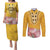 Africa Dashiki Couples Matching Puletasi and Long Sleeve Button Shirt King Protea Floral Motif Patterns - Wonder Print Shop