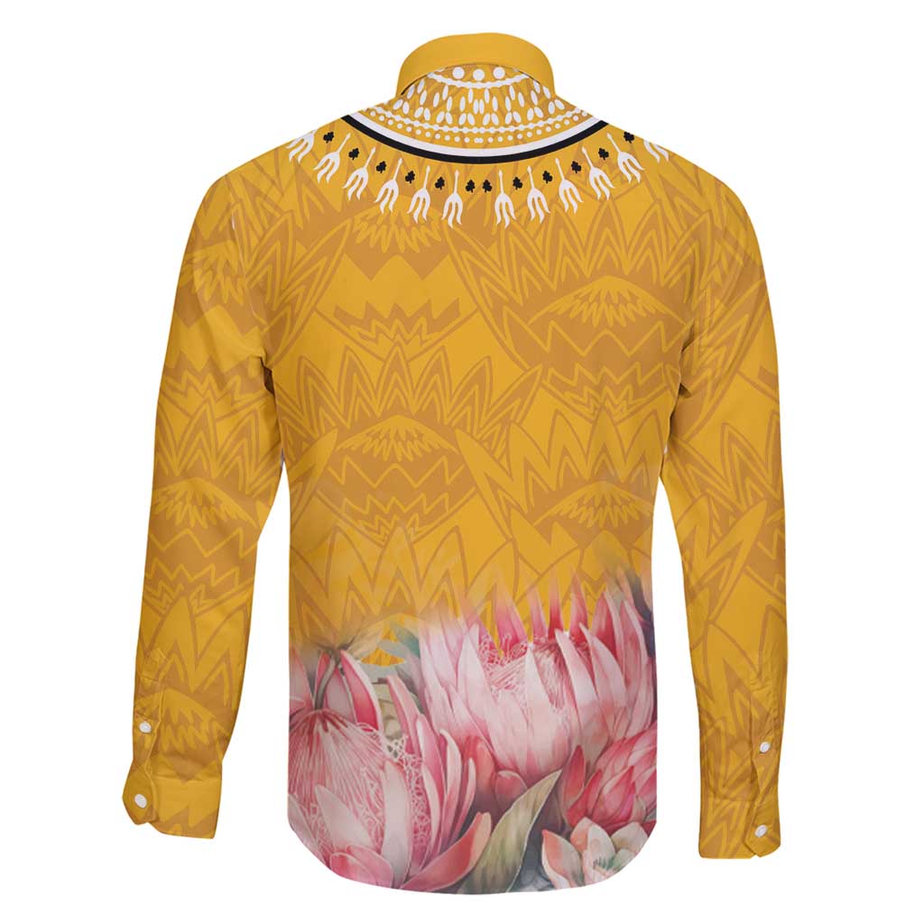 Africa Dashiki Family Matching Long Sleeve Bodycon Dress and Hawaiian Shirt King Protea Floral Motif Patterns - Wonder Print Shop