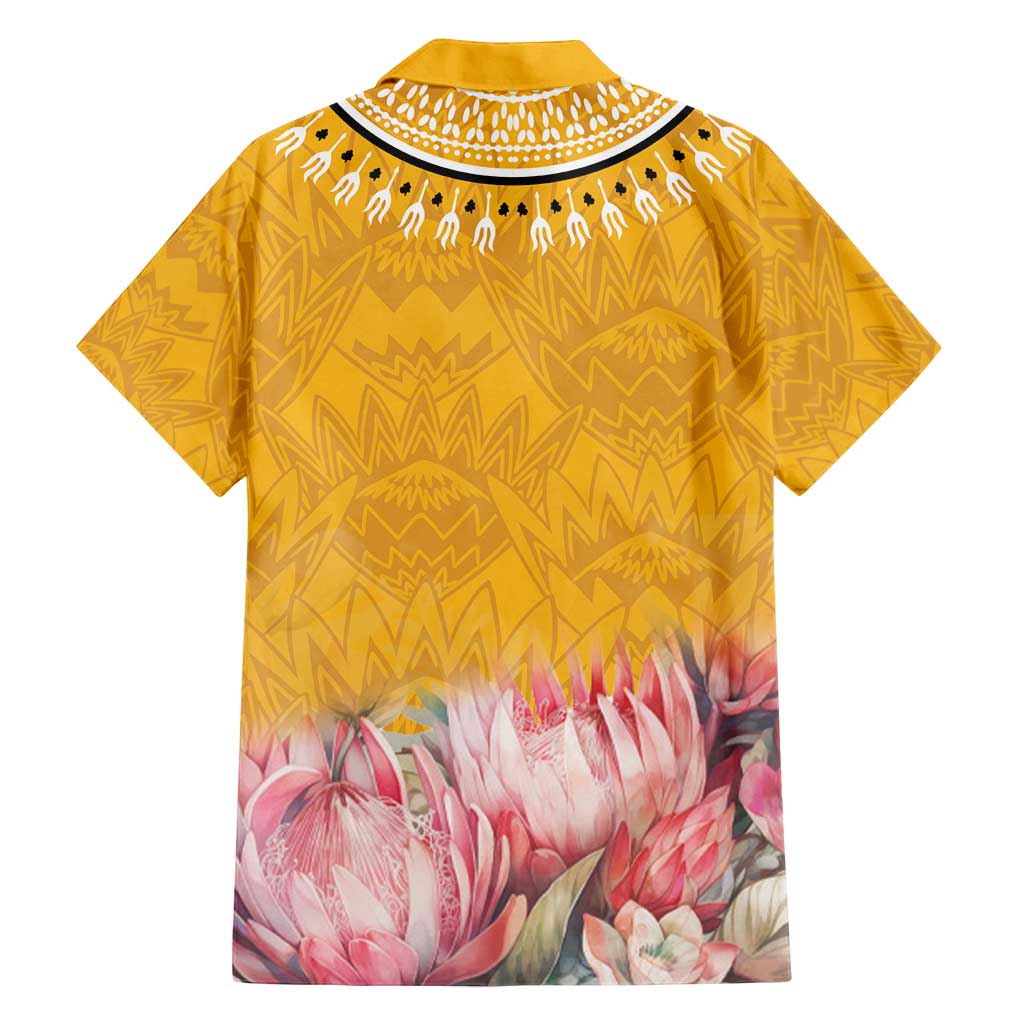 Africa Dashiki Family Matching Off Shoulder Maxi Dress and Hawaiian Shirt King Protea Floral Motif Patterns - Wonder Print Shop
