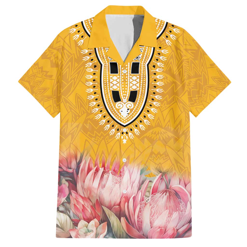 Africa Dashiki Hawaiian Shirt King Protea Floral Motif Patterns - Wonder Print Shop