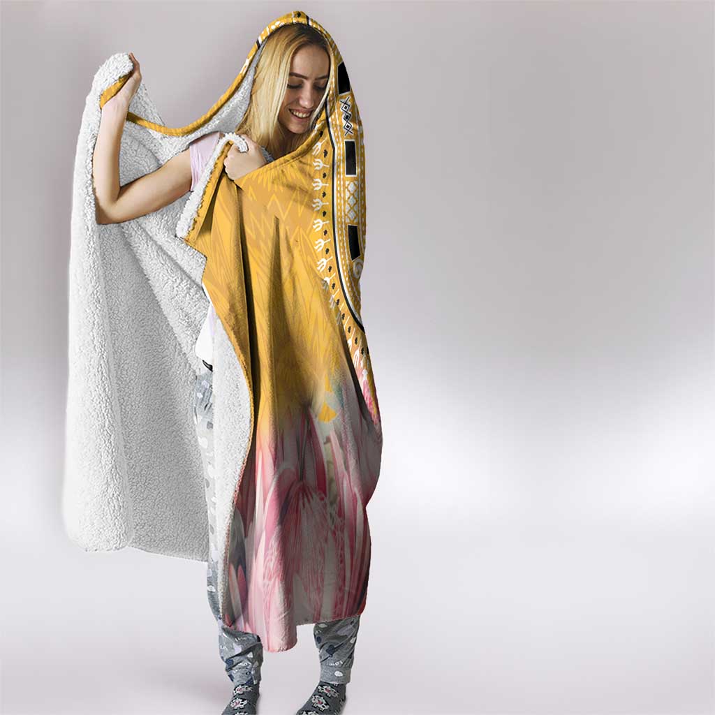 Africa Dashiki Hooded Blanket King Protea Floral Motif Patterns
