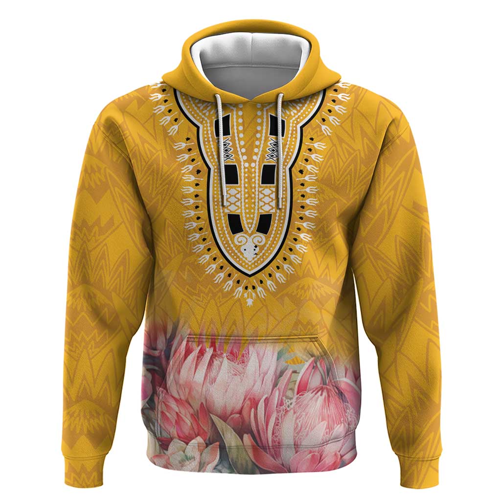 Africa Dashiki Hoodie King Protea Floral Motif Patterns - Wonder Print Shop