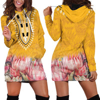 Africa Dashiki Hoodie Dress King Protea Floral Motif Patterns - Wonder Print Shop