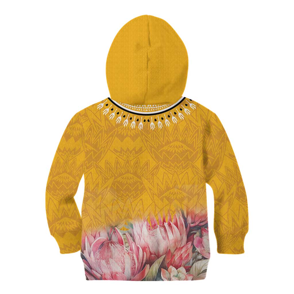 Africa Dashiki Kid Hoodie King Protea Floral Motif Patterns - Wonder Print Shop