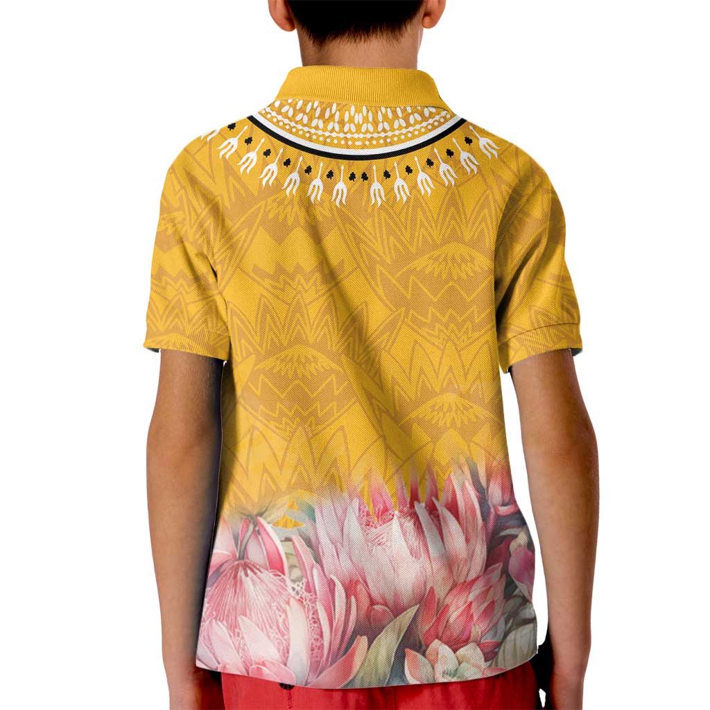 Africa Dashiki Kid Polo Shirt King Protea Floral Motif Patterns - Wonder Print Shop