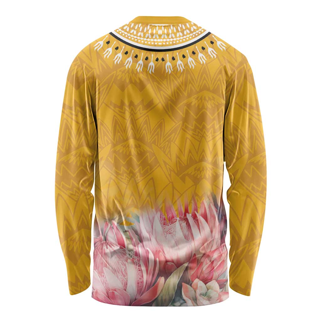 Africa Dashiki Long Sleeve Shirt King Protea Floral Motif Patterns - Wonder Print Shop