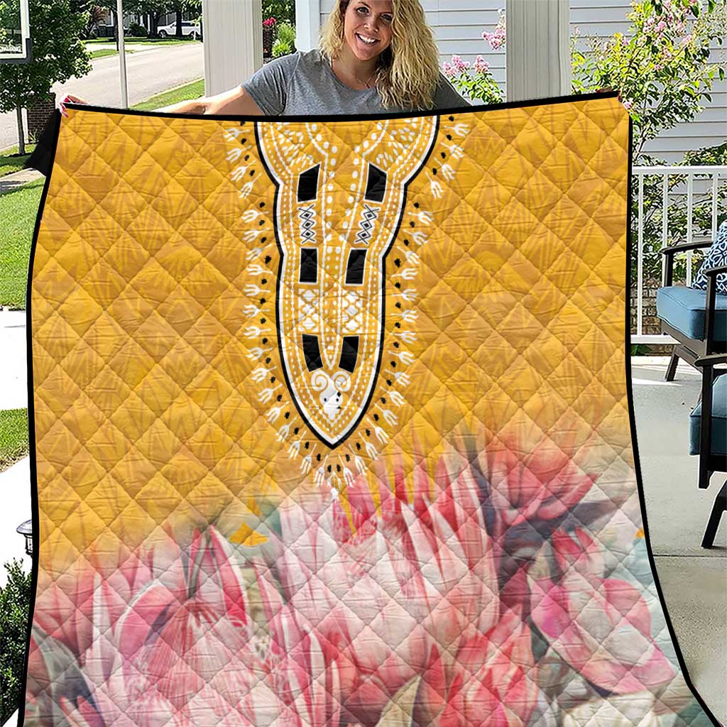 Africa Dashiki Quilt King Protea Floral Motif Patterns - Wonder Print Shop