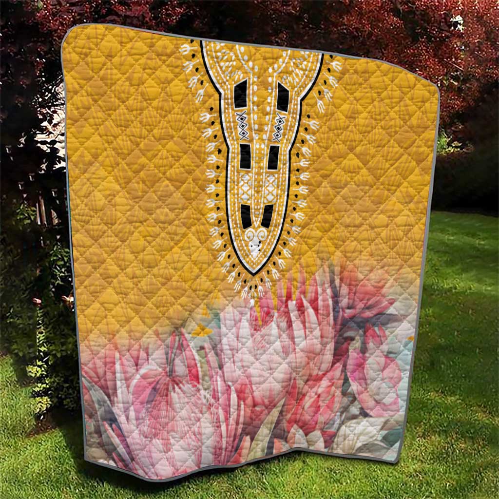 Africa Dashiki Quilt King Protea Floral Motif Patterns - Wonder Print Shop