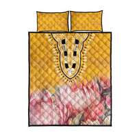 Africa Dashiki Quilt Bed Set King Protea Floral Motif Patterns - Wonder Print Shop