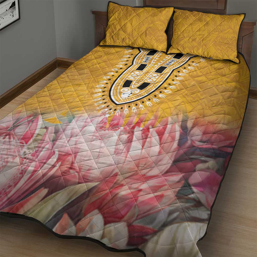 Africa Dashiki Quilt Bed Set King Protea Floral Motif Patterns - Wonder Print Shop