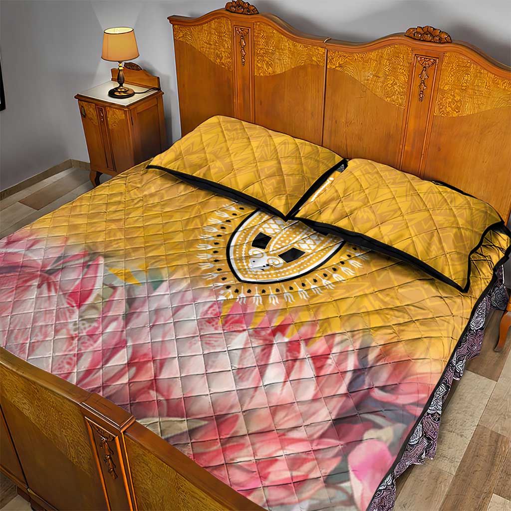 Africa Dashiki Quilt Bed Set King Protea Floral Motif Patterns - Wonder Print Shop