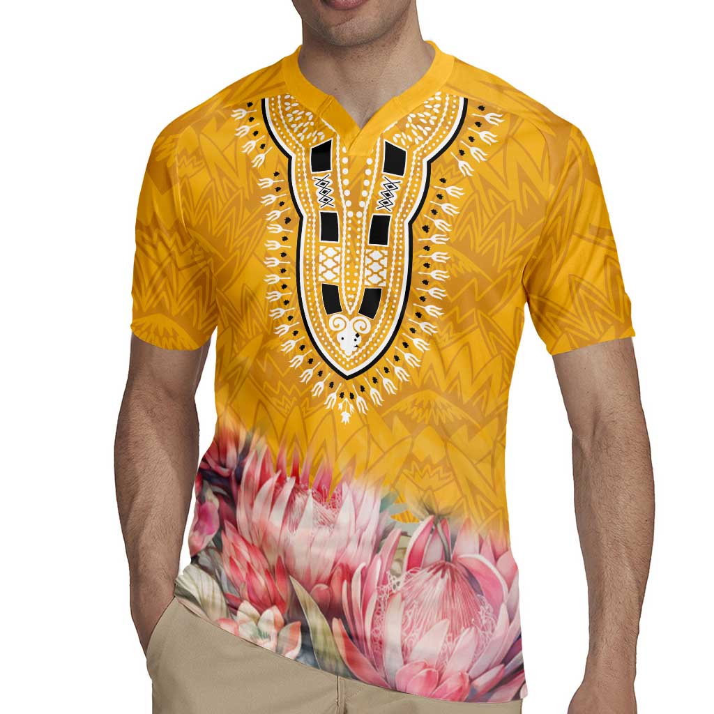 Africa Dashiki Rugby Jersey King Protea Floral Motif Patterns - Wonder Print Shop