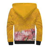 Africa Dashiki Sherpa Hoodie King Protea Floral Motif Patterns - Wonder Print Shop