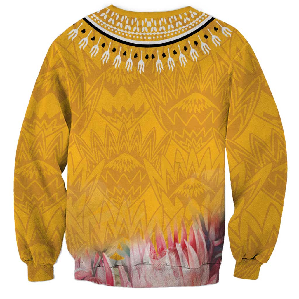 Africa Dashiki Sweatshirt King Protea Floral Motif Patterns - Wonder Print Shop