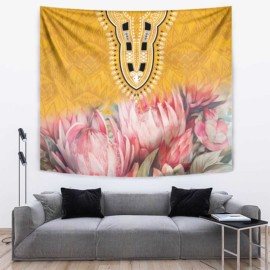 Africa Dashiki Tapestry King Protea Floral Motif Patterns - Wonder Print Shop