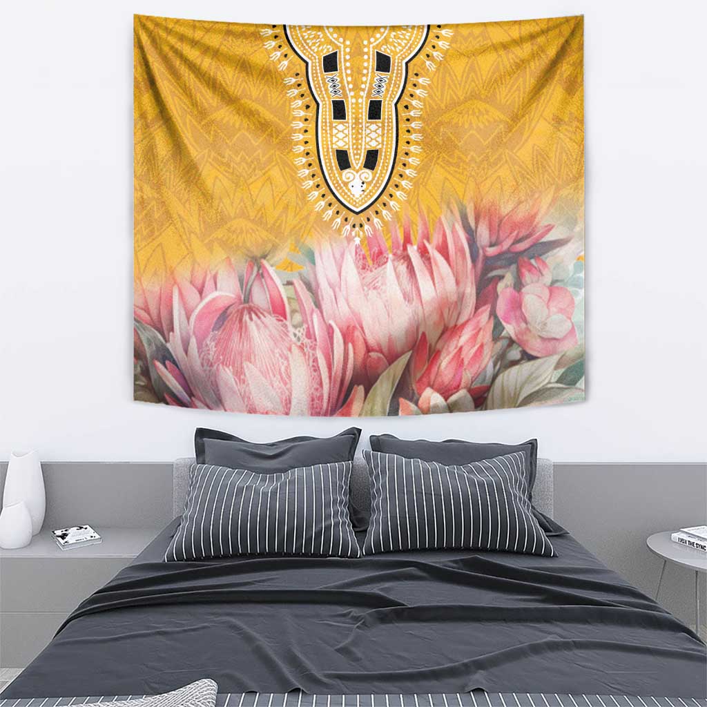 Africa Dashiki Tapestry King Protea Floral Motif Patterns - Wonder Print Shop