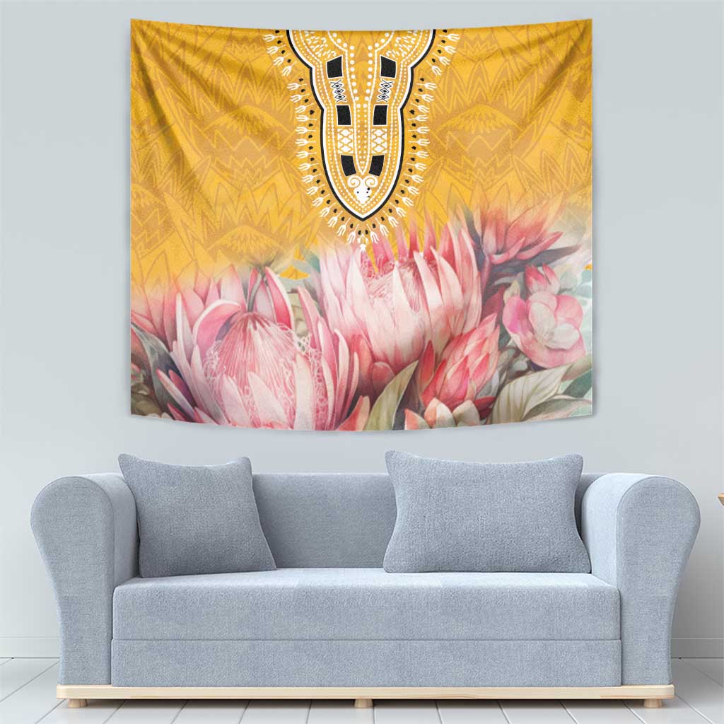 Africa Dashiki Tapestry King Protea Floral Motif Patterns - Wonder Print Shop