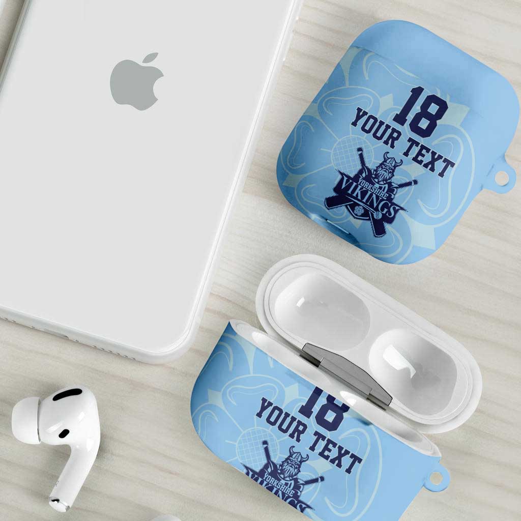 Custom Yorkshire Viking Spirit AirPods Case White Rose of York Blue Version - Wonder Print Shop