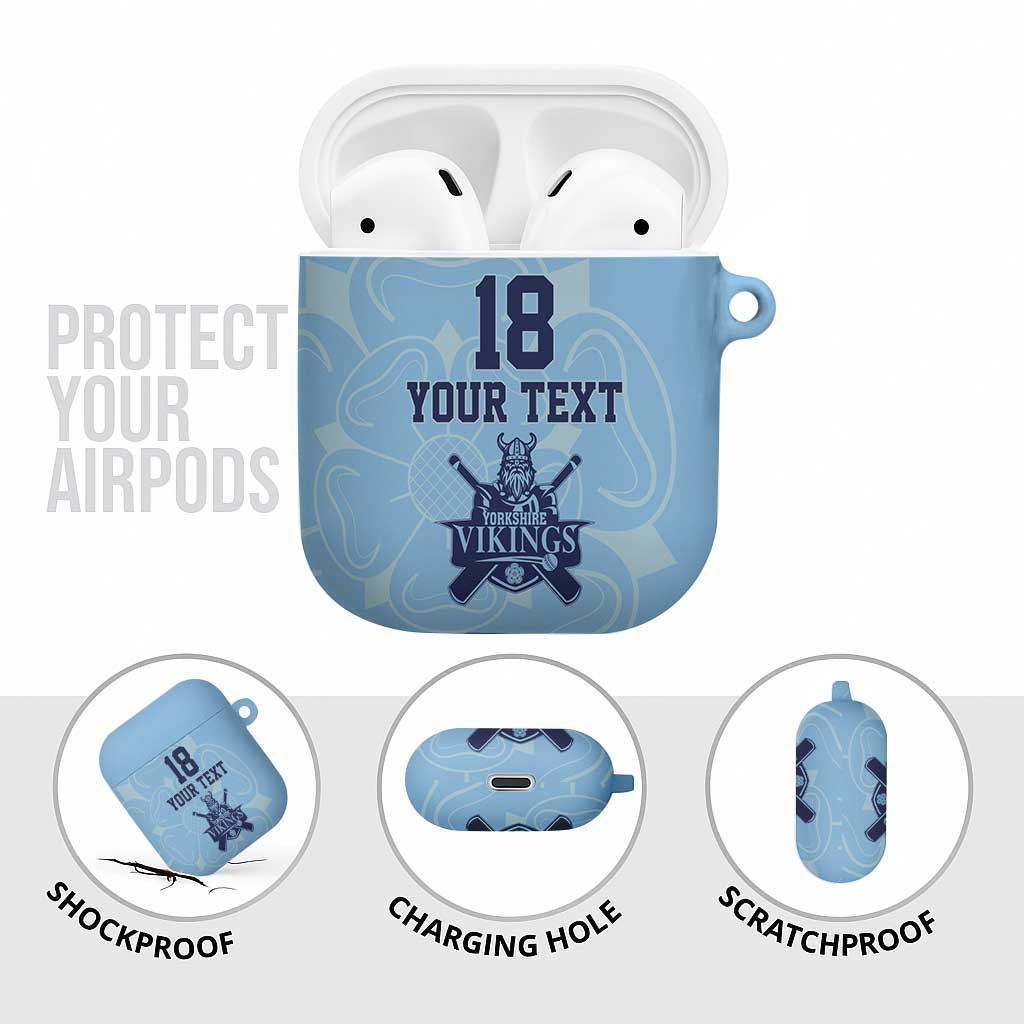 Custom Yorkshire Viking Spirit AirPods Case White Rose of York Blue Version - Wonder Print Shop