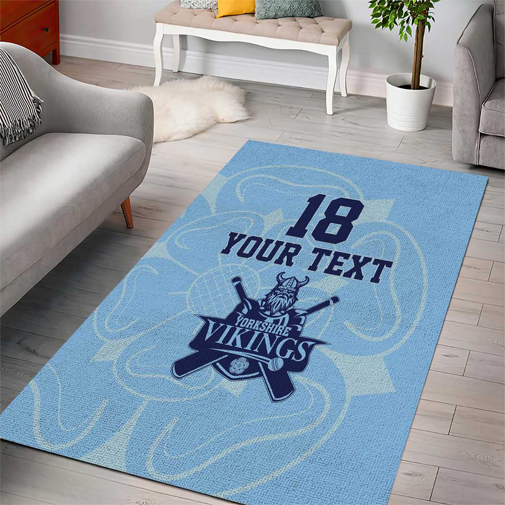 Custom Yorkshire Viking Spirit Area Rug White Rose of York Blue Version - Wonder Print Shop
