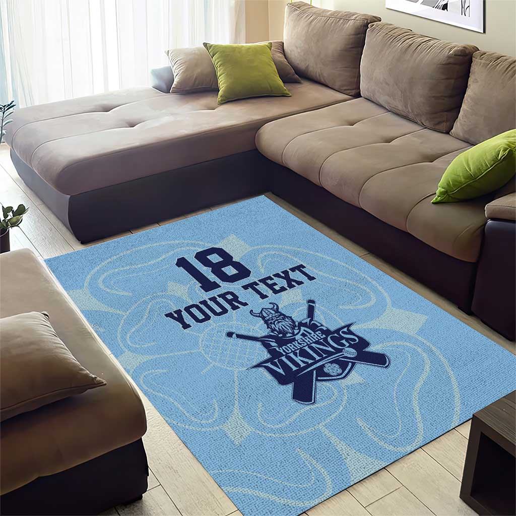 Custom Yorkshire Viking Spirit Area Rug White Rose of York Blue Version - Wonder Print Shop