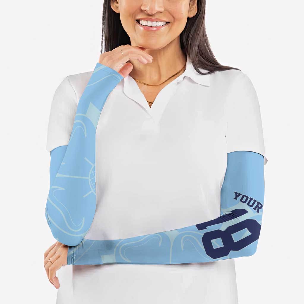 Custom Yorkshire Viking Spirit Arm Sleeves White Rose of York Blue Version - Wonder Print Shop