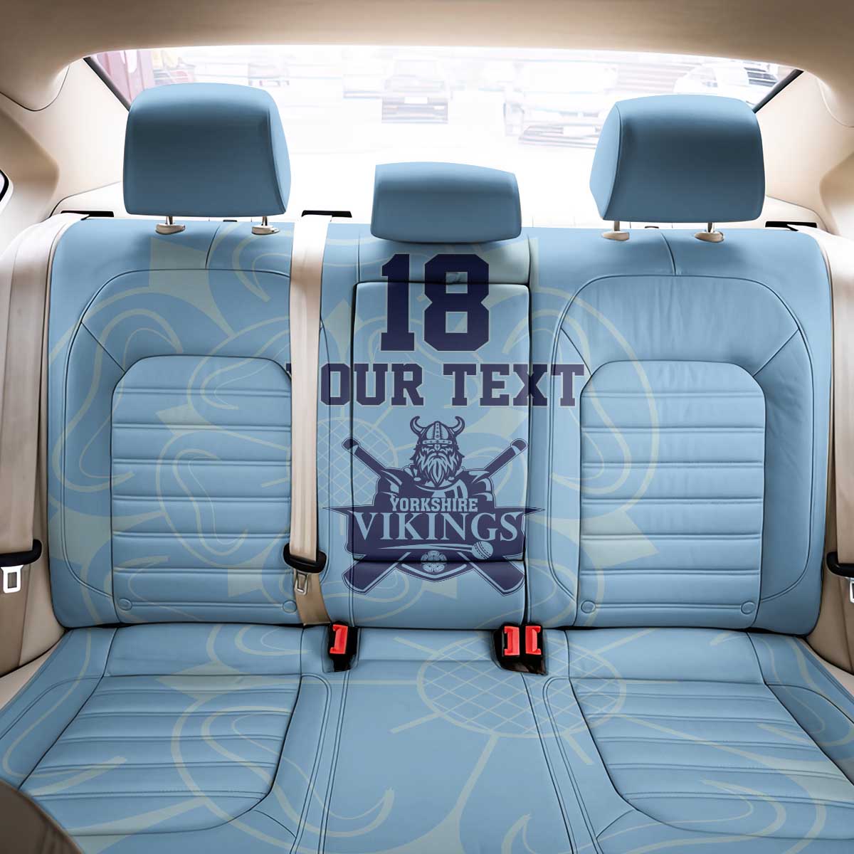 Custom Yorkshire Viking Spirit Back Car Seat Cover White Rose of York Blue Version - Wonder Print Shop
