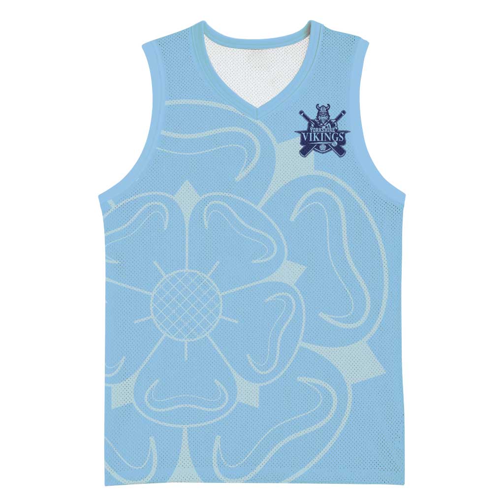 Custom Yorkshire Viking Spirit Basketball Jersey White Rose of York Blue Version - Wonder Print Shop