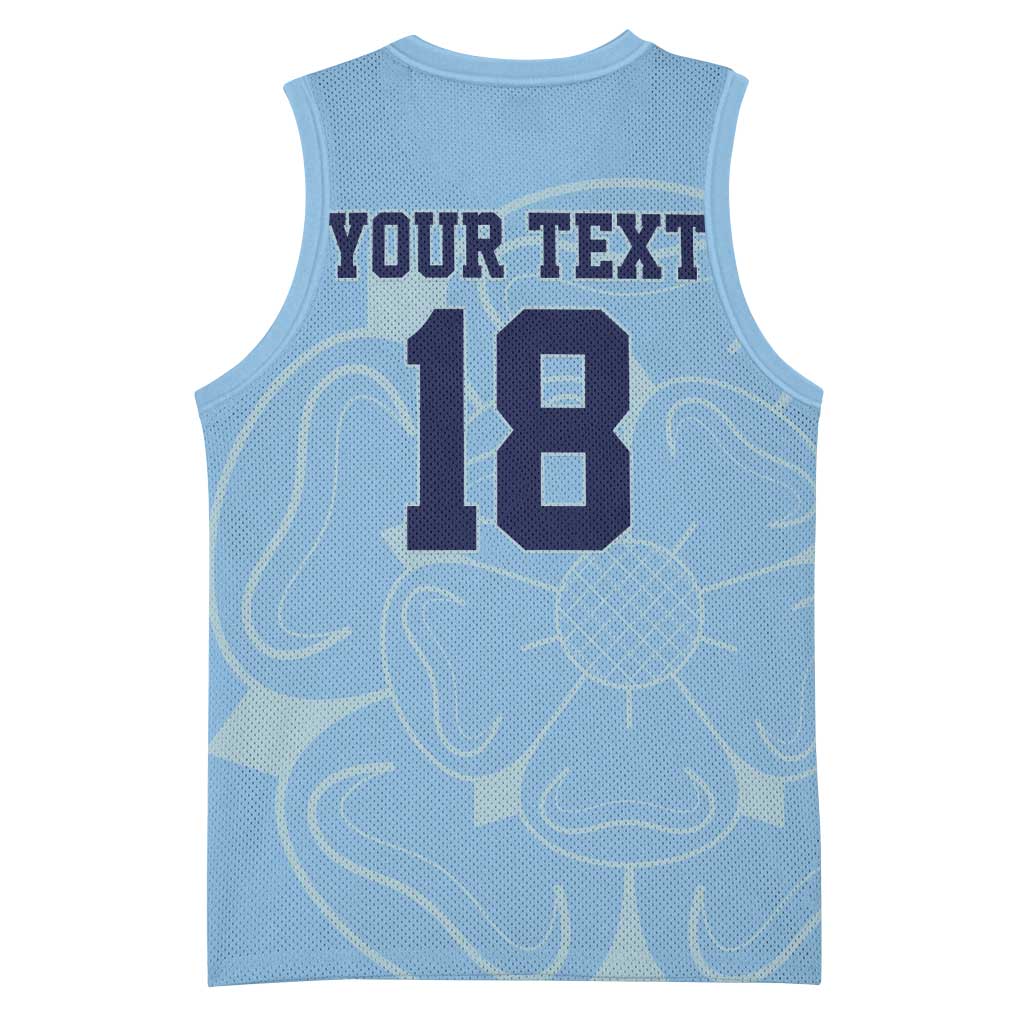 Custom Yorkshire Viking Spirit Basketball Jersey White Rose of York Blue Version - Wonder Print Shop