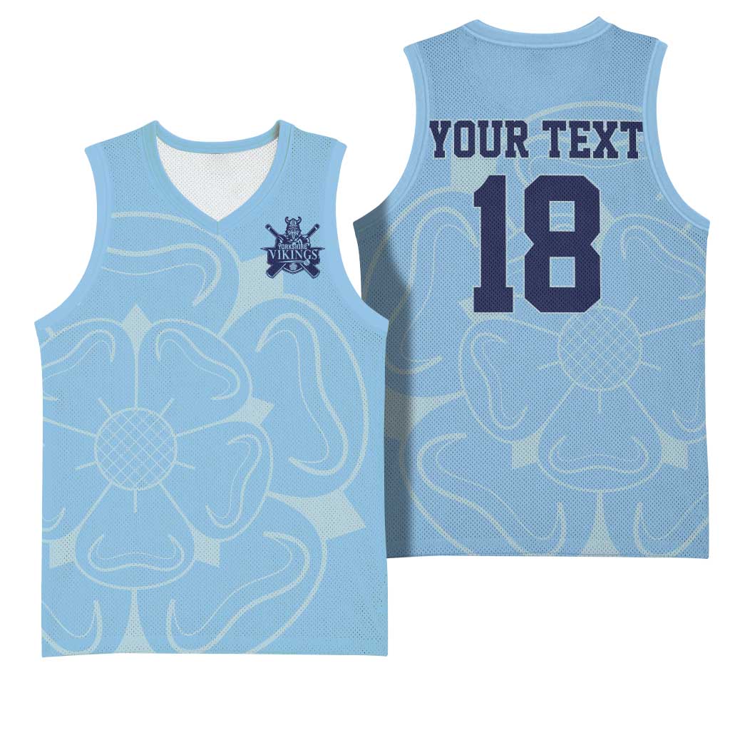 Custom Yorkshire Viking Spirit Basketball Jersey White Rose of York Blue Version - Wonder Print Shop