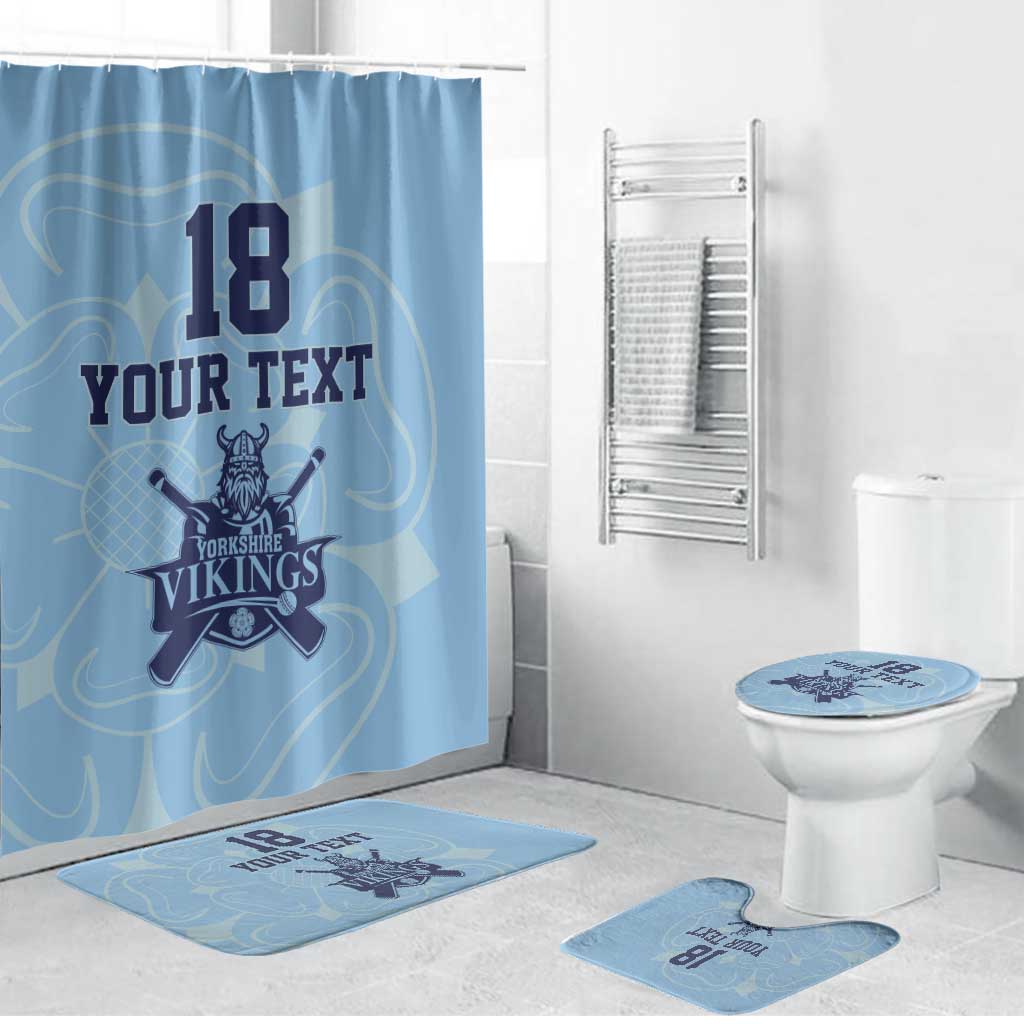 Custom Yorkshire Viking Spirit Bathroom Set White Rose of York Blue Version - Wonder Print Shop