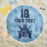 Custom Yorkshire Viking Spirit Beach Blanket White Rose of York Blue Version - Wonder Print Shop