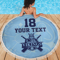 Custom Yorkshire Viking Spirit Beach Blanket White Rose of York Blue Version - Wonder Print Shop
