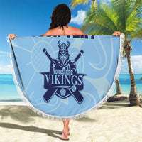 Custom Yorkshire Viking Spirit Beach Blanket White Rose of York Blue Version - Wonder Print Shop