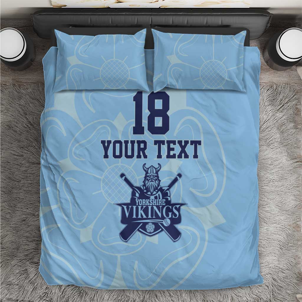 Custom Yorkshire Viking Spirit Bedding Set White Rose of York Blue Version - Wonder Print Shop