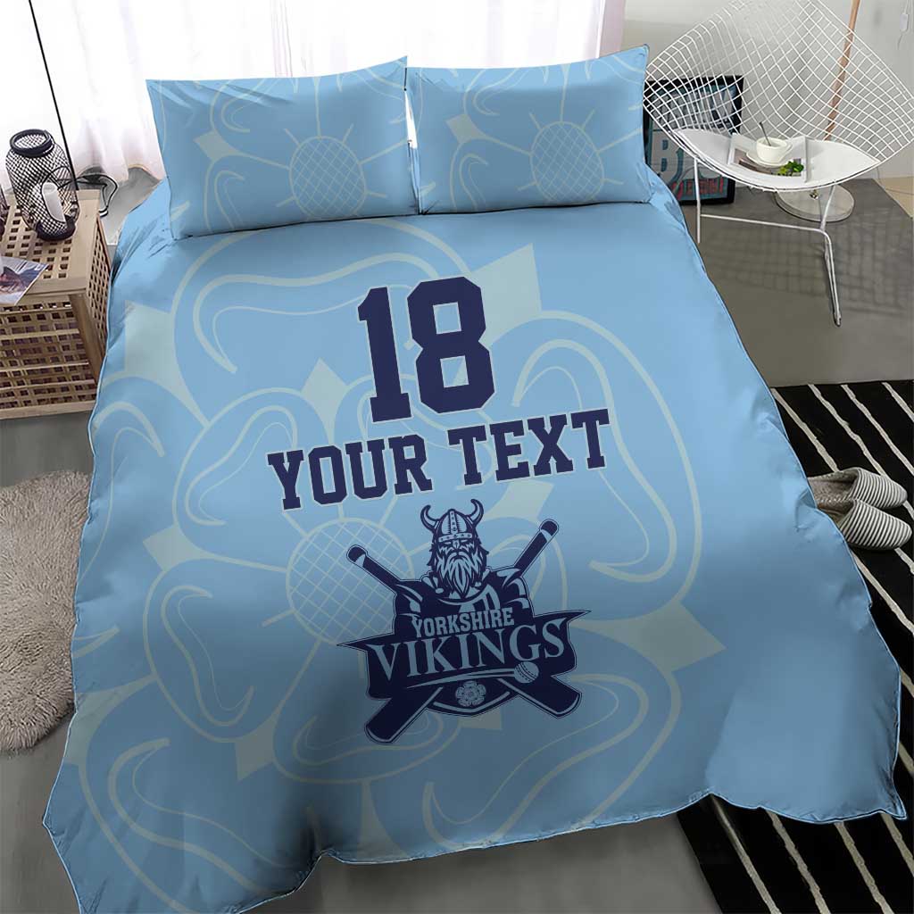 Custom Yorkshire Viking Spirit Bedding Set White Rose of York Blue Version - Wonder Print Shop